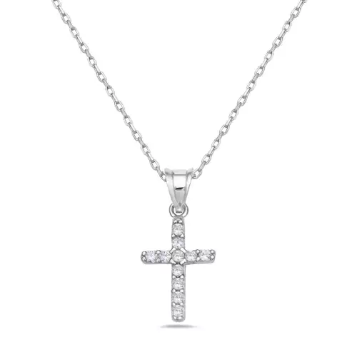 Christina Cross Necklace Rhodium Plated