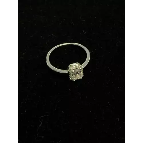 Emerald Cut Moissanite w/ Moissanite Halo Ring St.Silver 