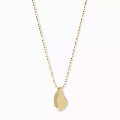 Gold-30' Ball chain necklace w/ large flat bean charm - Marlyn Schiff 