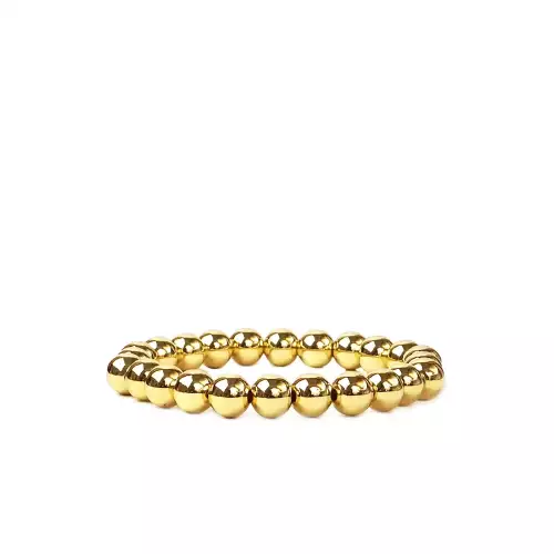 gold 8 mm metal beaded stretch bracelet - Marlyn Schiff 