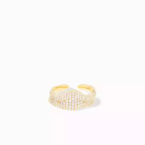 Gold Adjustable Pave V shaped ring - Marlyn Schiff 