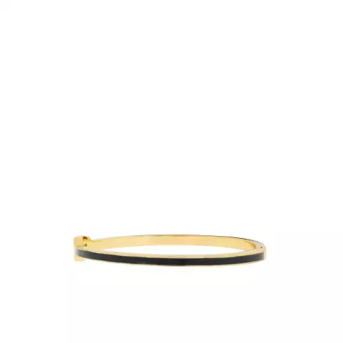 Gold/Black Thin metal hinge bangle w/enamel - Marlyn Schiff 