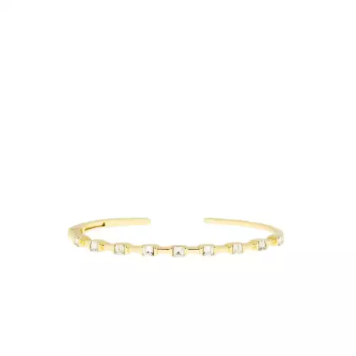 gold & clear crystalized hinge cuff bracelet - Maryln Schiff 