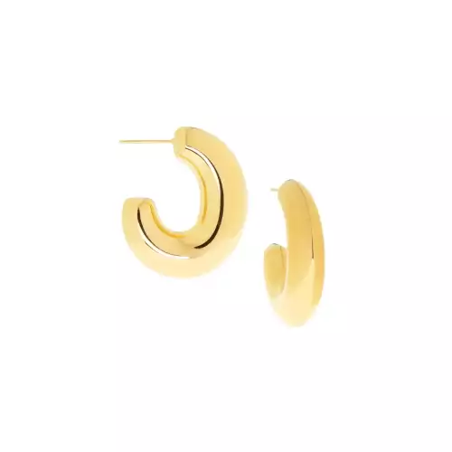 gold hollow C shaped hoop - Marlyn Schiff 