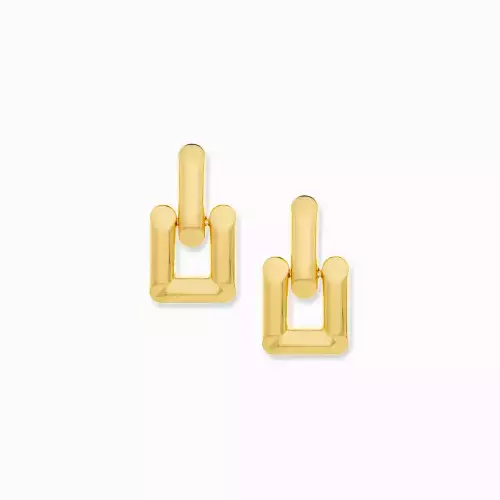 Gold-Large square link drop earring - Marlyn Schiff 