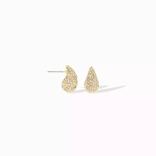 Gold-Pave elongated dome earrings - Marlyn Schiff 