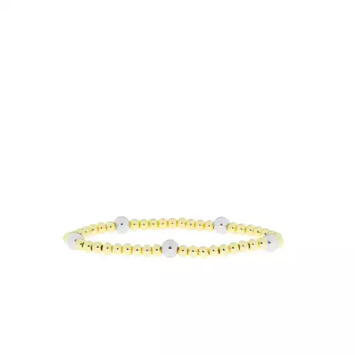 Gold/Silver patterned ball bracelet (6mm X 4mm) - Marlyn Schiff 