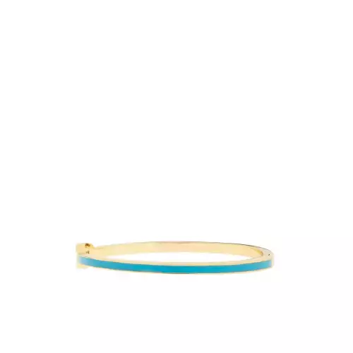 Gold/Turquoise-Thin metal hinge bangle w/enamel - Marlyn Schiff 