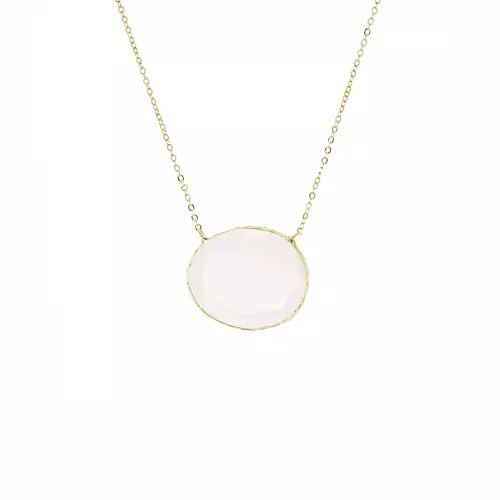 gold & white faceted glass necklace - Marlyn Schiff 