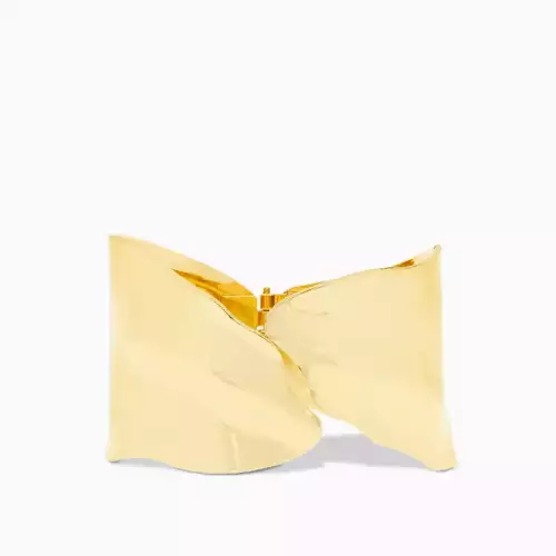 Gold wide overlap hammered cuff - Marlyn Schiff 