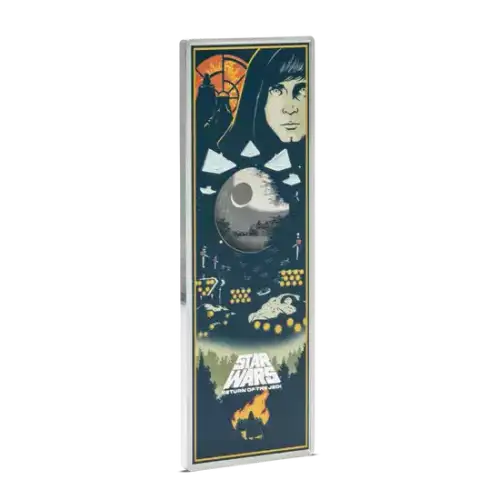 Imagine embarking on a galactic adventure with this Star Wars: Return of the Jedi™ pure silver poster coin. This is the third release in our 3oz coin series showcasing unique poster artwork of the Skywalker saga.
