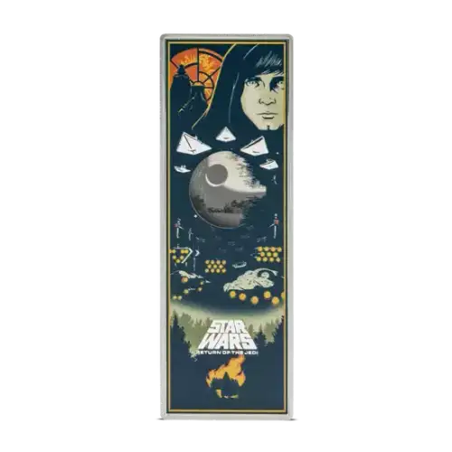 Imagine embarking on a galactic adventure with this Star Wars: Return of the Jedi™ pure silver poster coin. This is the third release in our 3oz coin series showcasing unique poster artwork of the Skywalker saga.  (4)