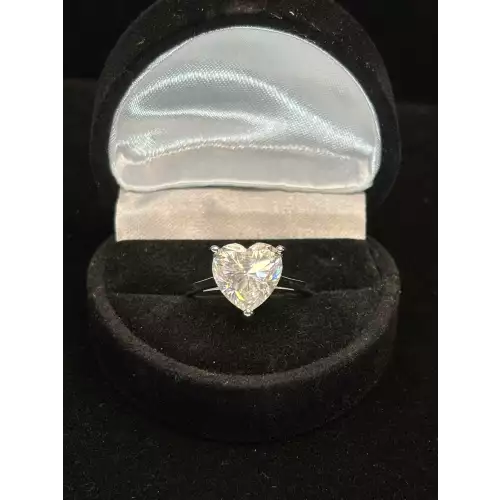 Moissanite Heart Ring - Size 7, 4 CTW, VVSD Color, 4mm, 925 Silver