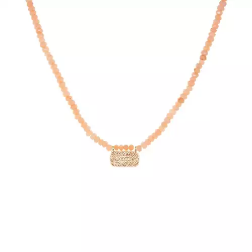 Peach Jade-Stone stretch w/ small dog tag - Marlyn Schiff 
