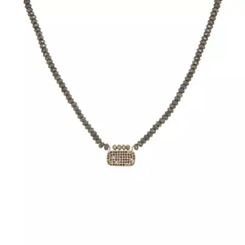 Pyrite-Stone stretch w/small dog tag - Marlyn Schiff 