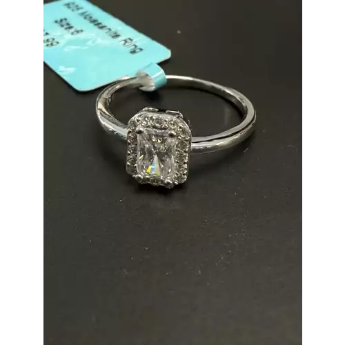 Radiant Cut Halo Moissanite 925 Ring 