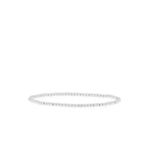 silver 3 mm metal beaded stretch bracelet - Marlyn Schiff 