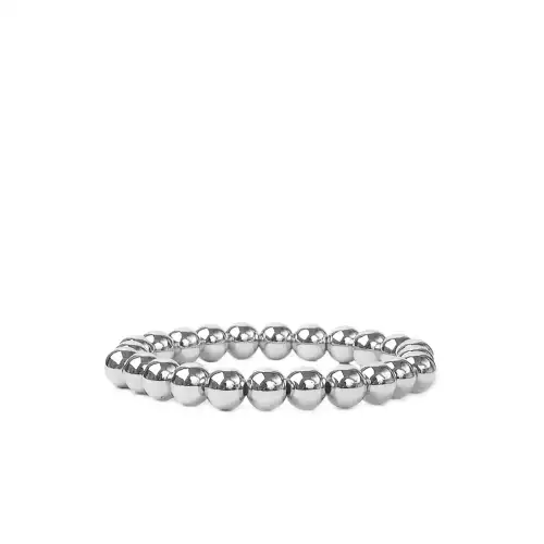 silver 8 mm metal beaded stretch bracelet - Marlyn Schiff 