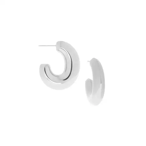 silver hollow C shaped hoop - Marlyn Schiff 