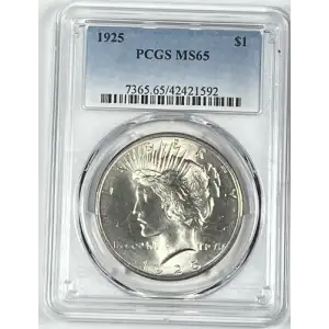 1925 S$1 Silver Peace Dollar PCGS MS65