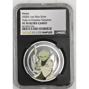 (2025) 1oz Niue Yoda vs Emperor Palpatine Silver PF 70 ULTRA CAMEO