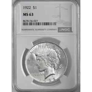 1922 1oz $1 - Silver Eagle - NGC - MS63