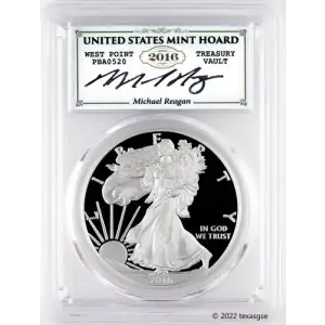2016-W (2019) $1 Silver Eagle WP Mint Hoard 30th Ann Lettered Edge Reagan #105, DCAM