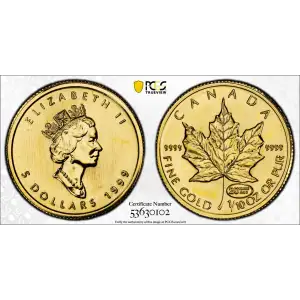 1999 $5 Maple Leaf Au 20 Years ANS Privy (2)