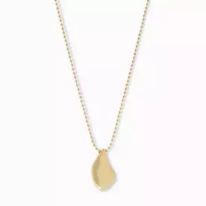 Gold-30' Ball chain necklace w/ large flat bean charm - Marlyn Schiff 