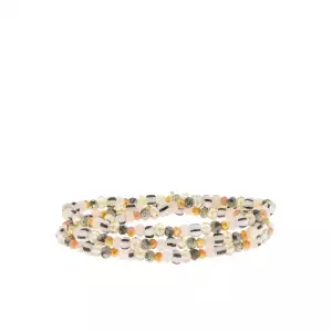 Neutral multi-glass bead stretch wrap bracelet - Marlyn Schiff 