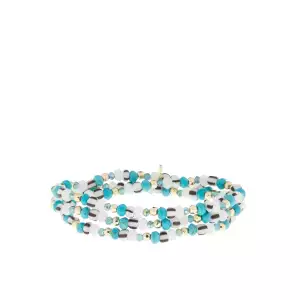 turquoise multi glass bead stretch wrap bracelet - Marlyn Schiff 