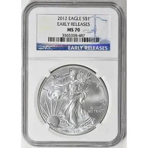2012 1 oz Silver Eagle  S$1 NGC MS70