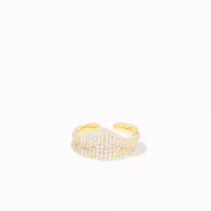 Gold Adjustable Pave V shaped ring - Marlyn Schiff 
