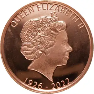 1 oz Copper Round Queen Elizabeth II