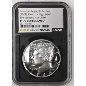 (2022) AR High Rel The Kennedy Half Dollar American Legacy Coll. 1oz  PF 70 ULTRA CAMEO