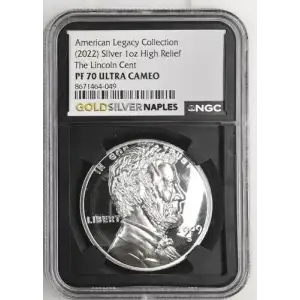 (2022) AR High Rel The Lincoln Cent American Legacy Coll. 1oz PF 70 ULTRA CAMEO