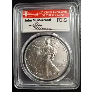 2018-W $1 Burnished Silver Eagle First Strike Mercanti