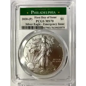 2020-(P) $1 Silver Eagle - Emergency Issue Struck at Philadelphia First Day of Issue