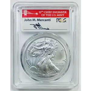 2020-S $1 Silver Eagle First Day of Issue Mercanti SF signature, DCAM