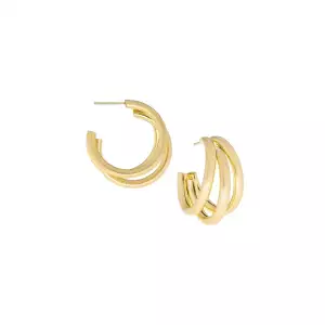 gold triple post hoop - Marlyn Schiff 