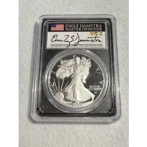 2024-(P) $1 Silver Eagle with Star Privy Struck at Philadelphia Emily Damstra Flag