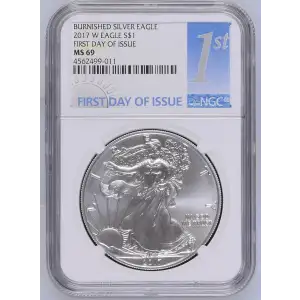 2017 W BURNISHED SILVER EAGLE FIRST DAY OF ISSUE (2)