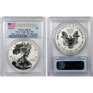 2012-S $1 Silver Eagle Rev PR  75th Anniversary SF Mint Set First Strike