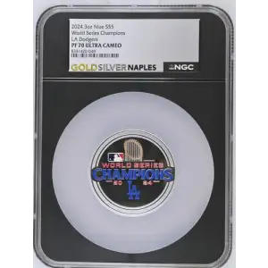 2024 3oz Niue World Series Champions LA Dodgers S$5 PF 70 ULTRA CAMEO
