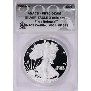 2008 - W - ANACS - PR70DCAM - $1 Silver Eagle
