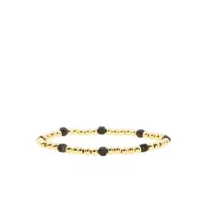 gold & onyx beaded ball bracelet with colored square beads - Marlyn Schiff 