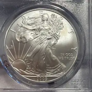 2009 $1 Silver Eagle Mercanti Flag Signature