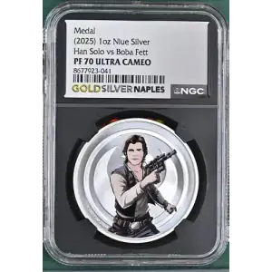 (2025) 1oz Niue Han Solo vs Boba Fett Silver PF 70 ULTRA CAMEO