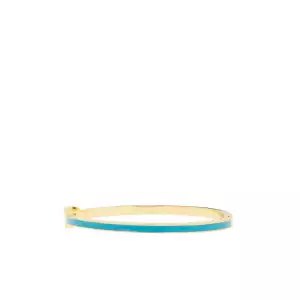 Gold/Turquoise-Thin metal hinge bangle w/enamel - Marlyn Schiff 
