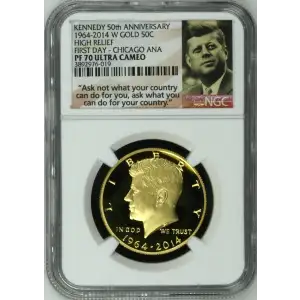 1964-2014 W HIGH RELIEF FIRST DAY - CHICAGO ANA KENNEDY 50th ANNIVERSARY ULTRA CAMEO (2)